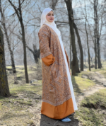Aurora Mustard Pashmina Abaya Set – Premium 2 Piece Layered Modest Outfit - Image 2