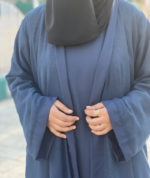 Shimmer Flow Three-Piece Abaya Set – Premium Inner, Shimmer Shrug & Matching Hijab - Image 4