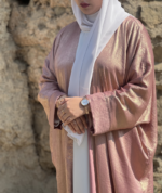 Metallic Grace Two-Piece Abaya Set – Premium Open Shrug with Inner