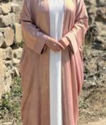 Metallic Grace Two-Piece Abaya Set – Premium Open Shrug with Inner - Image 4