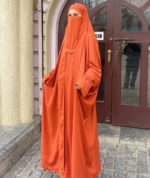 Vibrant Orange Irani Jilbab – Premium Full-Length Modest Wear - Image 3