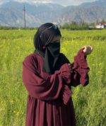 Frilled Flare Abaya – Elegant Maroon Modest Wear - Image 4