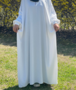 Classic White Baggy Abaya – Premium CBI Fabric Modest Wear - Image 3