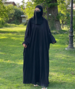 Black Baggy Pleated Abaya with Hijab | Premium SIA Fabric
