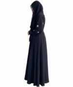 Black Floral Embroidered Nida Abaya with Hijab & Belt