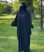 Black Baggy Pleated Abaya with Hijab | Premium SIA Fabric - Image 3