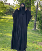 Black Baggy Pleated Abaya with Hijab | Premium SIA Fabric - Image 2