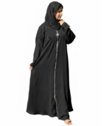 Black Hand Embroidered Abaya with Hijab | Luxury Modest Wear - Image 3