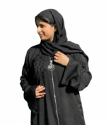 Black Hand Embroidered Abaya with Hijab | Luxury Modest Wear