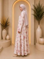 FLORAL SATIN ABAYA  (BLUSH IVORY FLORAL) - Image 2