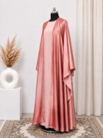 double shade peach pink  4-Piece Abaya Set – Premium  Shrug with Inner, nosepiece & Hijab
