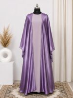 double lavender white white   4-Piece Abaya Set – Premium  Shrug with Inner, nosepiece & Hijab