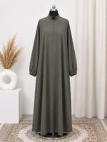 Classic sand grey Baggy Abaya – Premium firdous Fabric Modest Wear