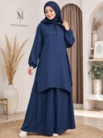 Noor Modesty Hoodie Top Set blue