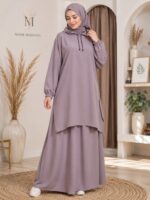 Noor Modesty Hoodie Top Set sand grey