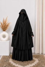 Noor Modesty Saudi  Jilbab/ irani jilbab  with Skirt – Black