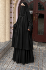 Noor Modesty Saudi  Jilbab/ irani jilbab  with Skirt – Black - Image 3