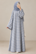 Women’s Loose Fit Crinkle Heavy Cotton Abaya | Modest Islamic Long Dress with 2 Pockets, 3 Front Buttons & Flared Sleeves | Comfortable Full-Length Abaya for Daily & Casual Wear